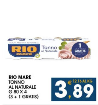 SeBón Supermercati RIO MARE TONNO AL NATURALE G 80 x 4 offerta
