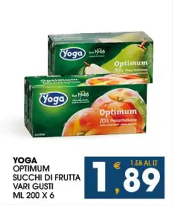 SeBón Supermercati YOGA OPTIMUM SUCCHI DI FRUTTA VARI GUSTI ML 200 X 6 offerta
