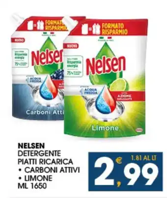 SeBón Supermercati NELSEN DETERGENTE PIATTI RICARICA ML 1650 offerta