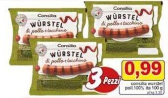 Pewex consilia wurstel poll. 100% ita 100 g offerta