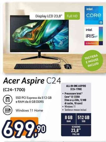 Unieuro Acer ALL-IN-ONE ASPIRE (C24-1700) offerta
