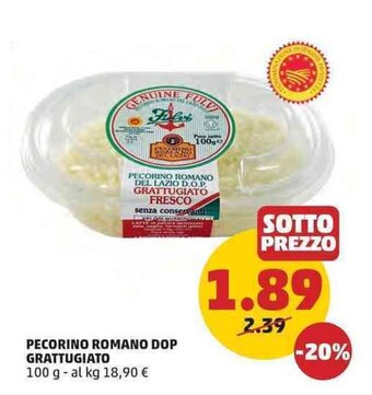 PENNY PECORINO ROMANO DOP GRATTUGIATO 100 g offerta