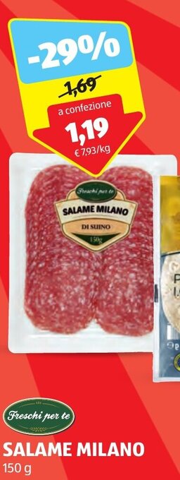 ALDI SALAME MILANO 150 g offerta