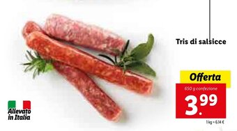 Lidl Tris di salsicce 650g offerta
