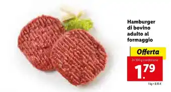 Lidl Hamburger di bovino adulto al formaggio 2x 100g offerta
