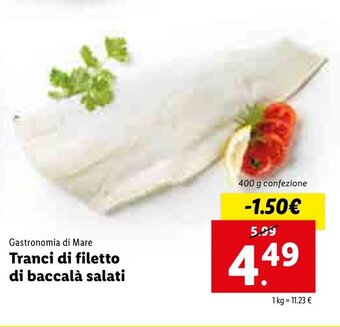 Lidl Gastronomia di Mare Tranci di filetto di baccalà salati 400g offerta