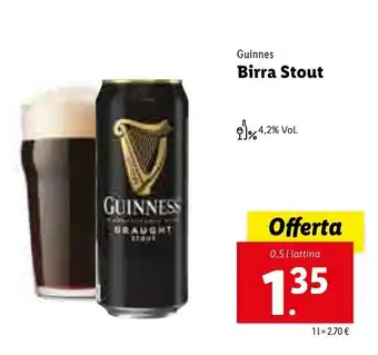 Lidl Guinnes Birra Stout 0,5l offerta