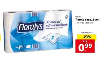 Lidl Floralys Rotolo casa, 2 veli 4 rotoli offerta