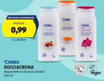 ALDI OMBIA DOCCIACREMA disponibile in diverse varianti 300 ml offerta