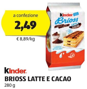ALDI Kinder. BRIOSS LATTE E CACAO 280 g offerta