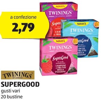 ALDI TWININGS SUPERGOOD gusti vari 20 bustine offerta