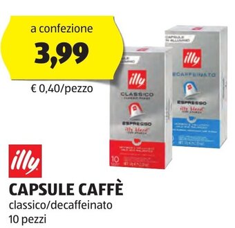 ALDI illy CAPSULE CAFFÈ classico/decaffeinato 10 pezzi offerta