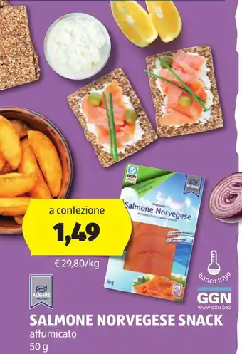 ALDI SALMONE NORVEGESE SNACK affumicato 50 g offerta