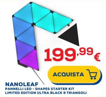NANOLEAF PANNELLI LED-SHAPES STARTER KIT LIMITED EDITION ULTRA BLACK 9 TRIANGOLI