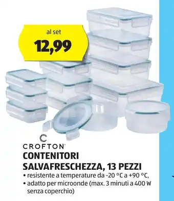 ALDI CROFTON CONTENITORI SALVAFRESCHEZZA, 13 PEZZI • resistente a temperature da -20 °C a +90 °C, offerta