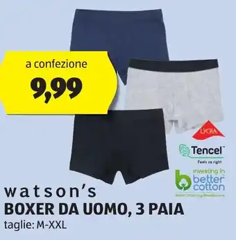 ALDI watson's BOXER DA UOMO, 3 PAIA taglie: M-XXL offerta
