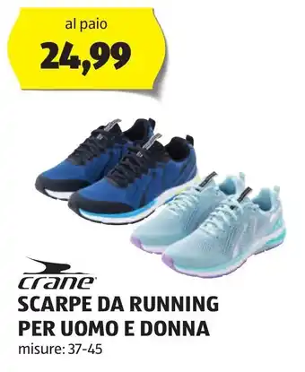 ALDI crane SCARPE DA RUNNING PER UOMO E DONNA misure: 37-45 offerta