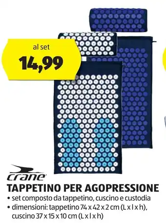 ALDI crane TAPPETINO PER AGOPRESSIONE• dimensioni: tappetino 74 x 42 x 2 cm (Lxlxh), cuscino 37 x 15 x 10 cm (Lxlxh) offerta