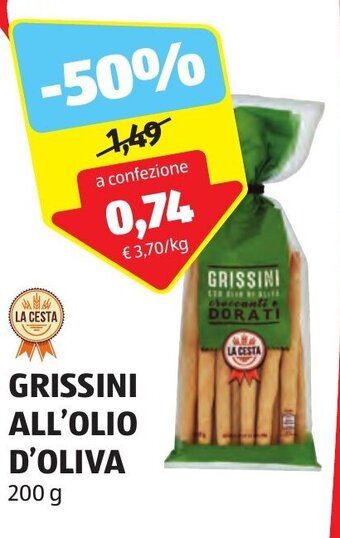 ALDI LA CESTA GRISSINI ALL'OLIO D'OLIVA 200 g offerta
