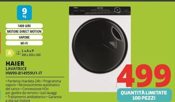 Comet Haier lavatrice hw90-b14959u1-it offerta