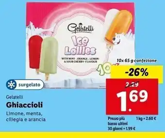Lidl Gelatelli ghiaccioli offerta