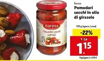 Lidl Baresa pomodori secchi in olio di girasole offerta