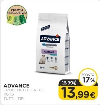 Arcaplanet Advance - crocchette gatto kg.1.5 tutti i tipi offerta