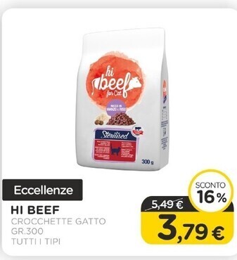 Arcaplanet Hi beef - crocchette gatto gr.300 tutti i tipi offerta