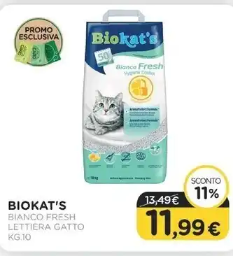 Arcaplanet Biokat's lettiera gatto bianco fresh kg.10 offerta