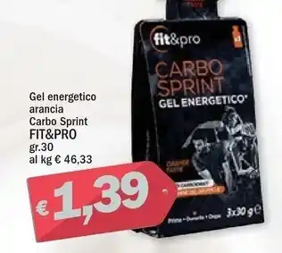 Fit & pro - gel energetico arancia carbo sprint
