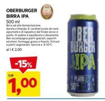 DPiù OBERBURGER BIRRA IPA 500 ml offerta