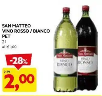 DPiù SAN MATTEO VINO ROSSO / BIANCO PET 2 l offerta