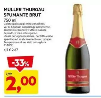 DPiù MULLER THURGAU SPUMANTE BRUT 750 ml offerta