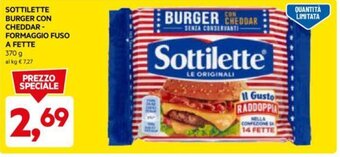 DPiù SOTTILETTE BURGER CON CHEDDAR - FORMAGGIO FUSO A FETTE 370 g offerta