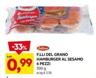 DPiù F.LLI DEL GRANO HAMBURGER AL SESAMO 6 PEZZI 300 g offerta