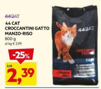 DPiù 44 CAT CROCCANTINI GATTO MANZO-RISO 800 g offerta