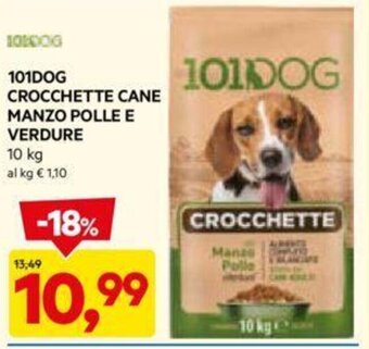 DPiù 101DOG CROCCHETTE CANE MANZO POLLE E VERDURE 10 kg offerta