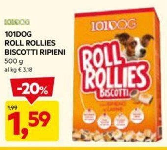 DPiù 101DOG ROLL ROLLIES BISCOTTI RIPIENI 500 g offerta
