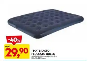 * MATERASSO FLOCCATO QUEEN -Gonfiabile, Matrimoniale, Dim. Cm 203x152x22 Altezza