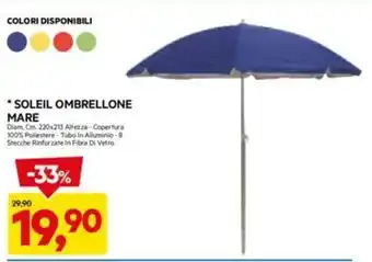 DPiù * SOLEIL OMBRELLONE MARE Diam. Cm. 220x213 Altezza - Copertura 100% Poliestere - Tubo In Alluminio offerta