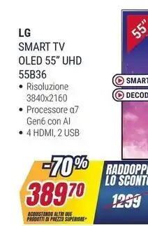 Trony Lg smart tv oled 55 uhd 55b36 offerta