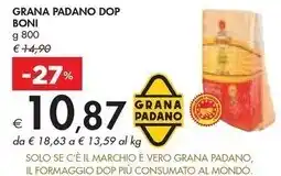 Bennet Boni grana padano dop offerta
