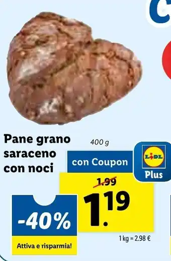 Lidl Pane grano saraceno con noci 400g offerta
