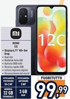 Unieuro Xiaomi redmi 12c 17 cm (6.71) doppia sim android 12 4g micro-usb 3 gb 32 gb 5000 mah grigio offerta
