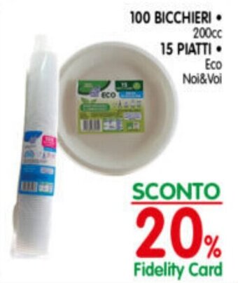 D'Ambros 100 BICCHIERI 200cc 15 PIATTI Eco Noi&Voi offerta