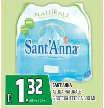 Coop Superstore Sant'Anna ACQUA NATURALE 6 BOTTIGLIETTE DA 500 ML offerta