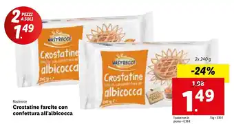 Lidl Nastre Crostatine farcite con confettura all'albicocca 2x 240g offerta
