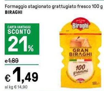 Iper La Grande Formaggio stagionato grattugiato fresco 100 g BIRAGHI offerta