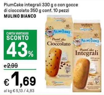 Iper La Grande PlumCake integrali 330 g o con gocce di cioccolato 350 g conf. 10 pezzi MULINO BIANCO offerta