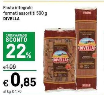 Iper La Grande Pasta integrale formati assortiti 500 g DIVELLA offerta